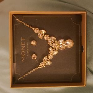 MONET COLLECTION. EARRINGS Y NECKLACE PINK ONE SIZE